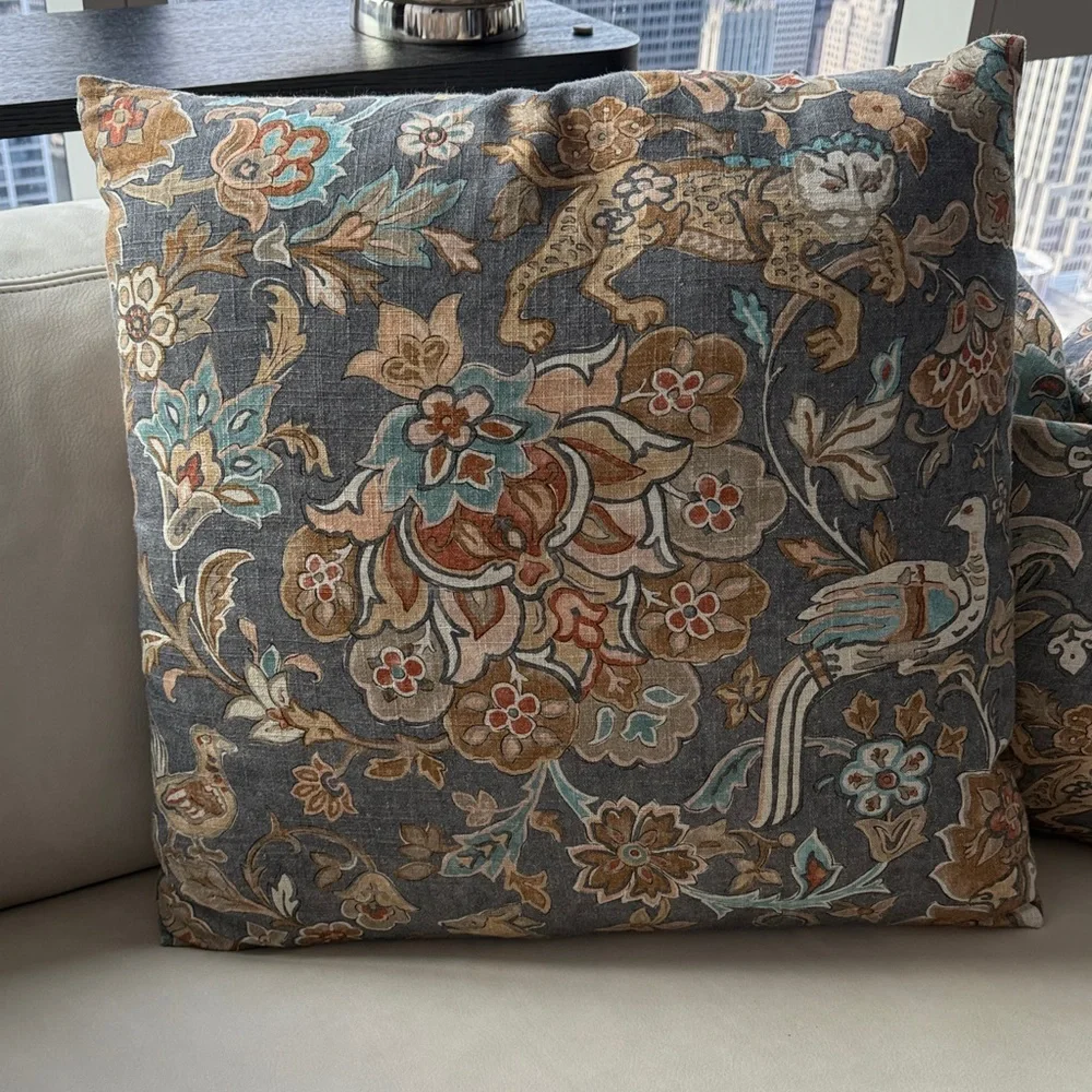 Eastern Accents Mulberry Wild Things Dark Grey Double Sided Down Pillows